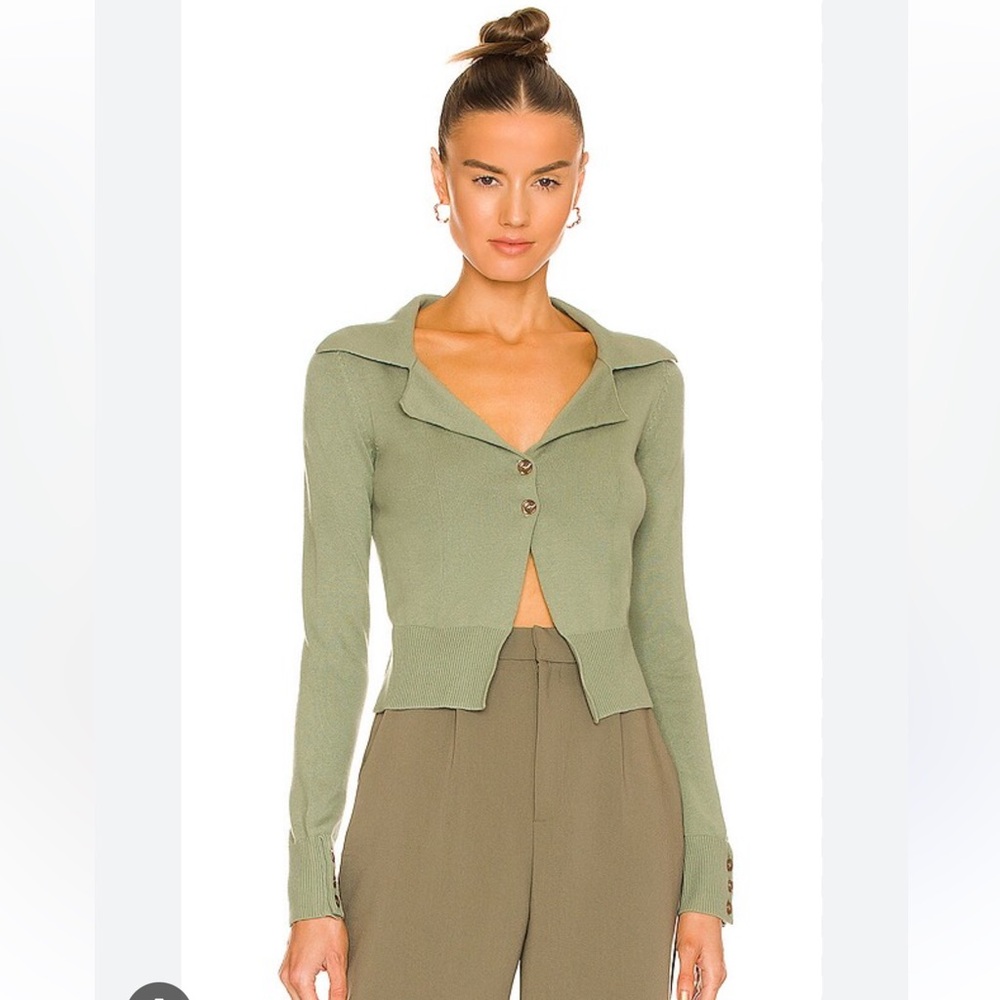 Song of Style Alayna Collared Sweater in Sage Green